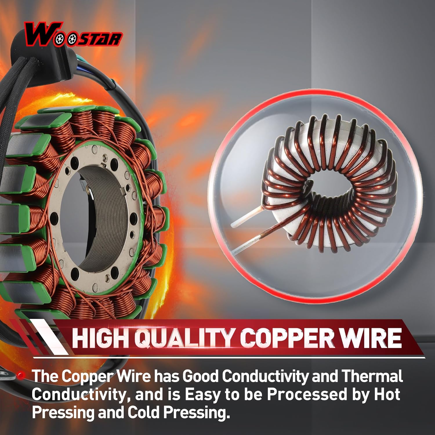 WOOSTAR 18 Coil 5 Wire Magneto Stator Replacement for Suzuki VL800 Volusia 800 K1 K2 K3 K4 2001-2005 OEM 32101-41F00