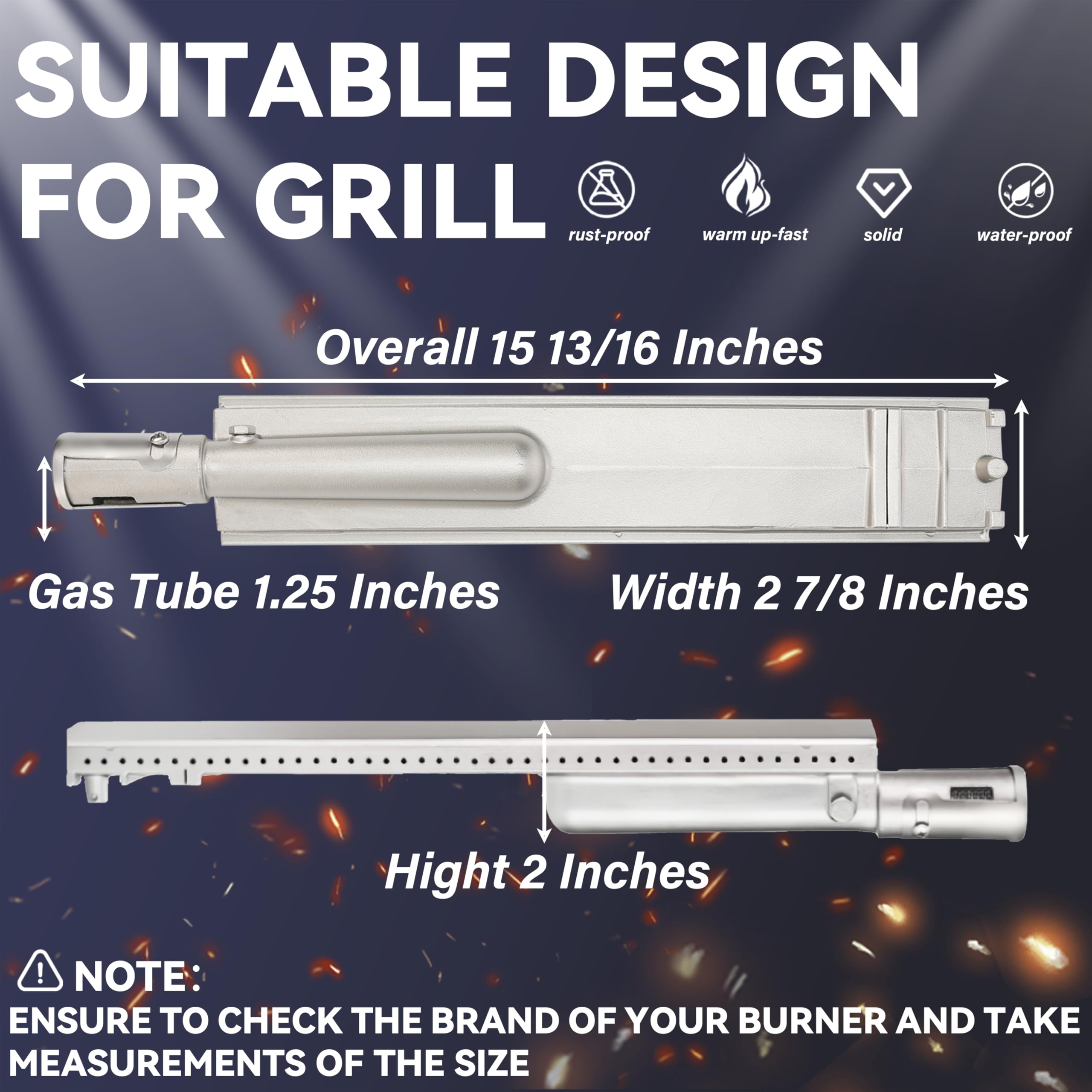 Paquete de 4 quemadores de barbacoa de acero inoxidable 304 fundido resistente 15-13/16, piezas de repuesto para Jenn Air modelos 720-0061, 720-0062, 720-0063 y más, modelos Nexgrill, Charbroil Cal