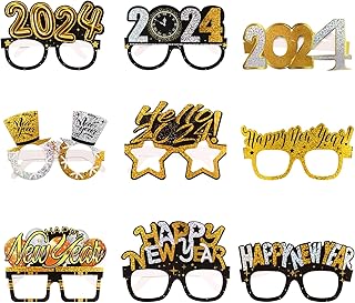 PRETYZOOM 9Pcs 2024 New Years Eve Glasses Happy New Year Eyeglasses Party Glasses Eyeglasses 2024 New Years Eve Decorations