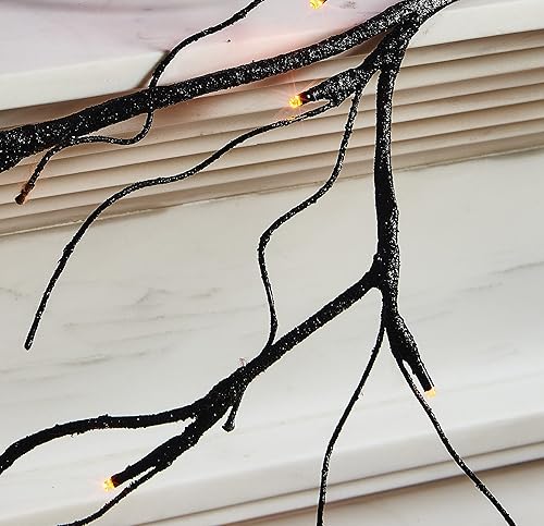 Miniatura 3 de Birchlitland Cadar con guirnalda iluminada nevada que funciona con pilas con temporizador o luz USB, 48 luces LED de 6 pies, vid sintética con luces