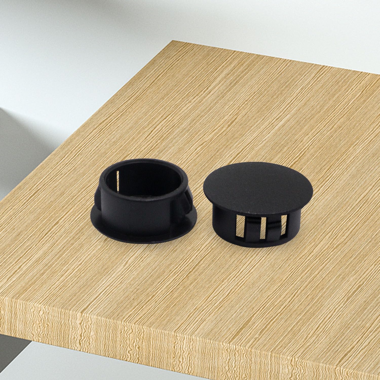 Uxcell Black Plastic Hole Plugs - 9.5mm Snap-in Caps For Furniture, Fencing & Equipment (50 Pack)
