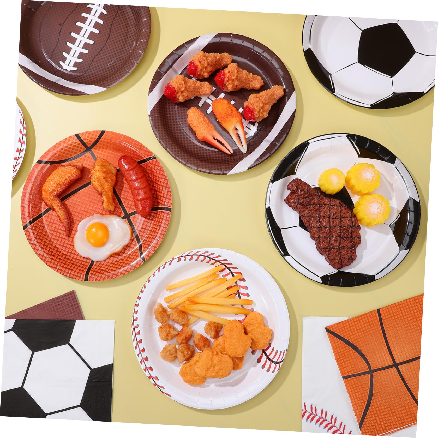 Healvian Set Piatti di Carta per Festa a Tema Sportivo Decorazioni Calcio, Basket, Baseball e Football, Resistenti senza Necessità di Lavaggio per Eventi e Riunioni Familiari