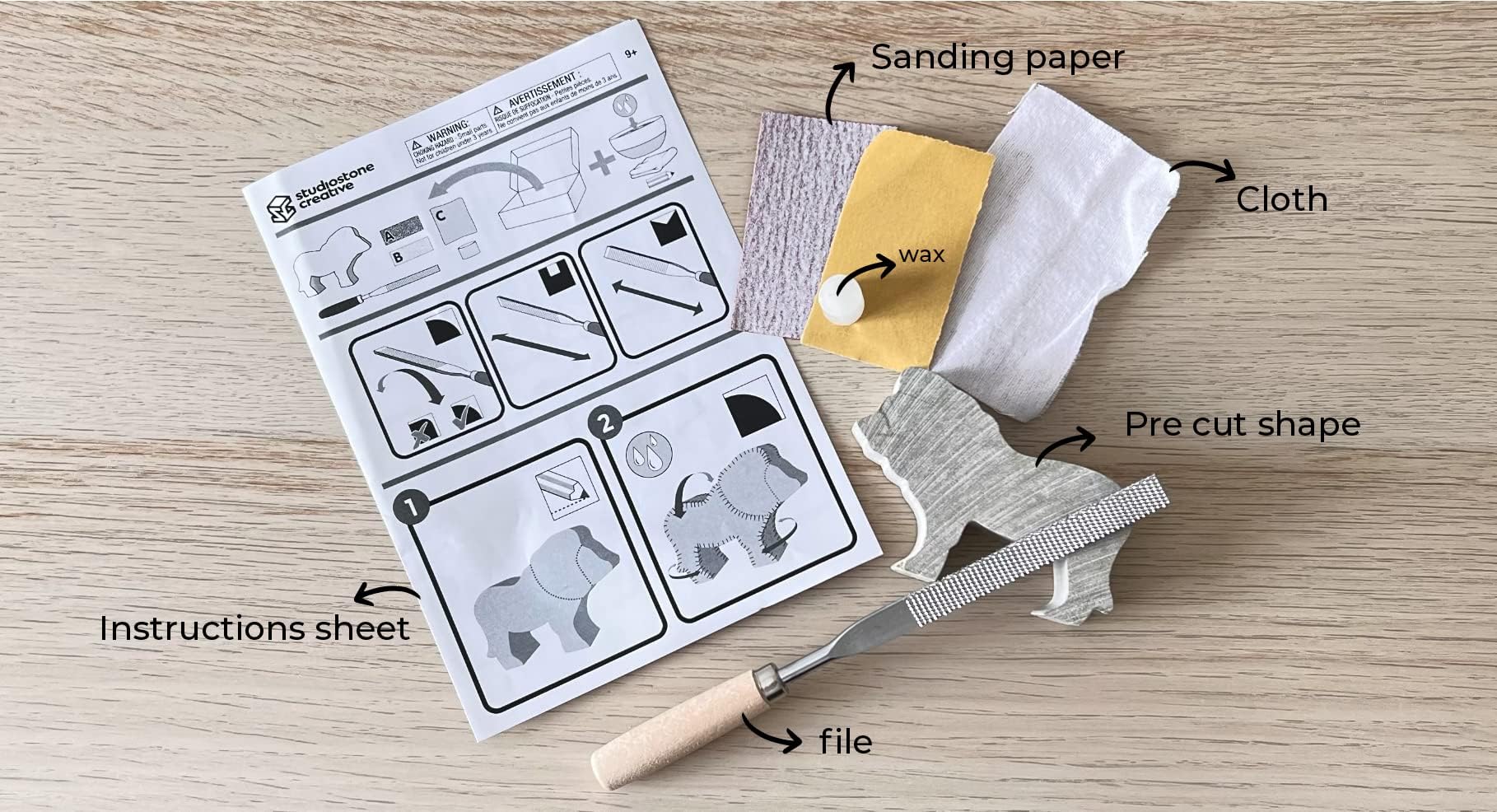 STUDIOSTONE CREATIVE Kit de sculpture pour enfants et adultes - Sculpture d'ours en stéatite