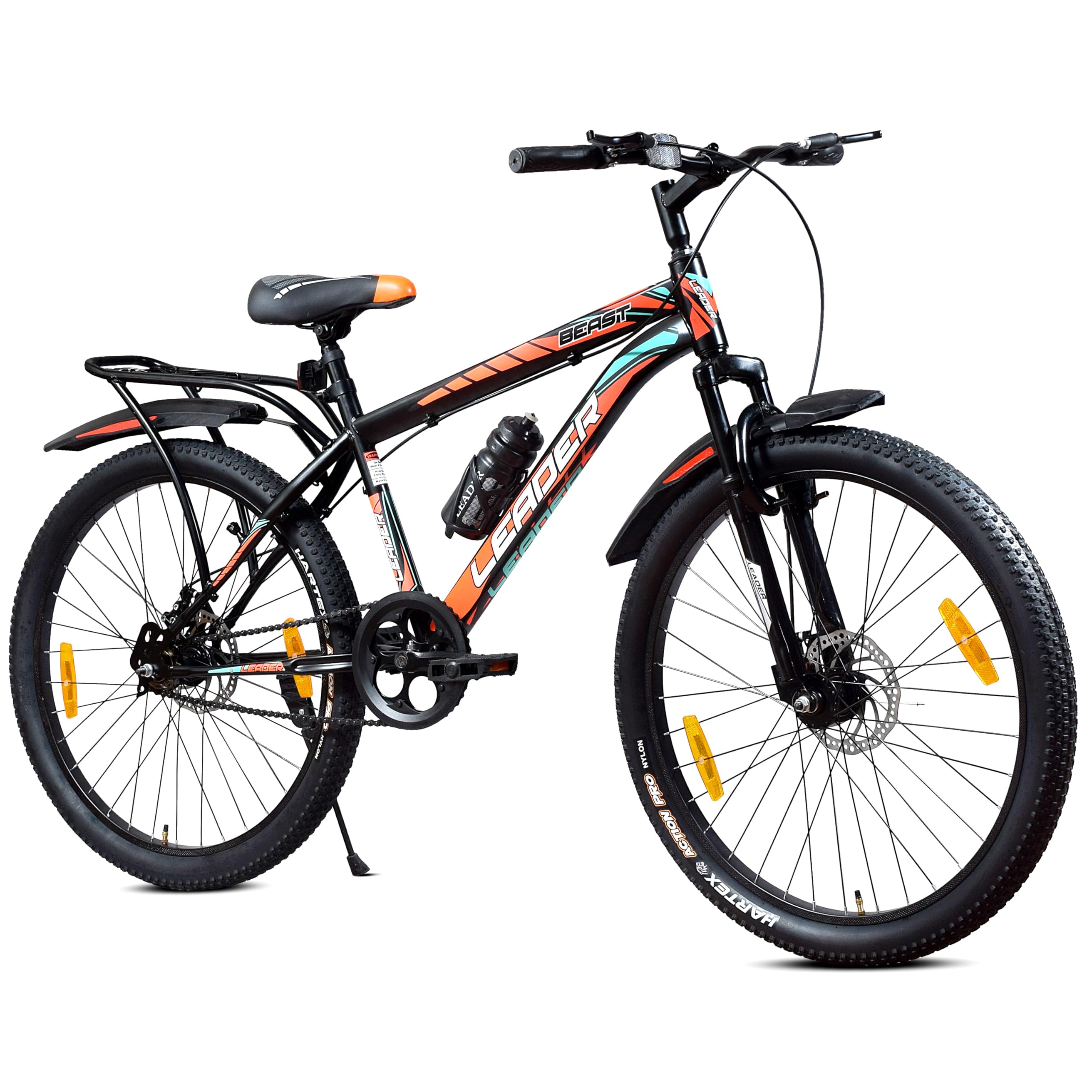 Leader Beast 26T IBC Premium Single Speed Cycle for Men with Front Suspension & Dual Disc Brakes | Bicycle for Men | City/Mountain Bike with Carrier &...
