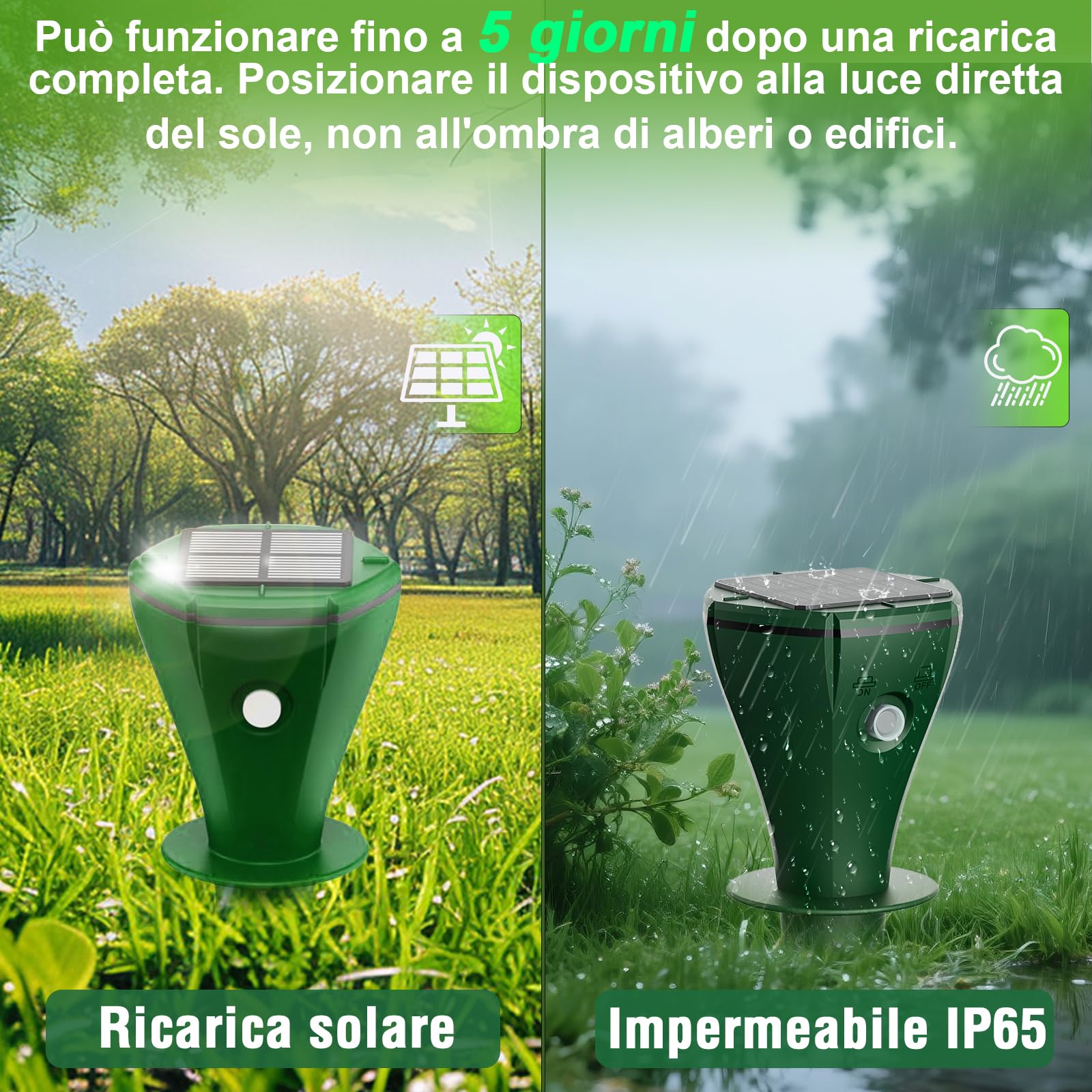 Dissuasori per Talpe, 4 Pezzi Dissuasore per Topi, Repellente per Topi, Scaccia Talpe per Scoiattoli di Terra, Serpenti, Visoni-Verde