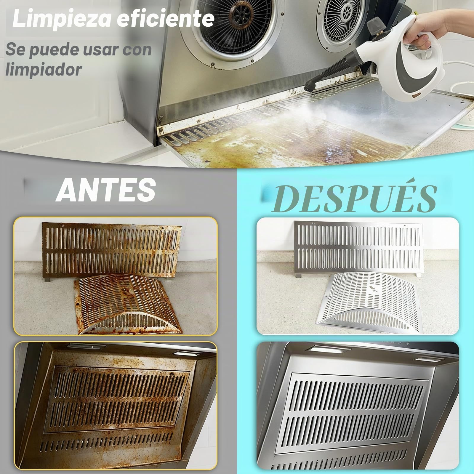 Limpiador a vapor, limpiador a vapor de mano para el hogar multiusos con accesorios de 12 piezas, presión de vapor de 3,5 bares, 350 ml, 1050 W, limpiador de vapor sin químicos, limpieza de cocina
