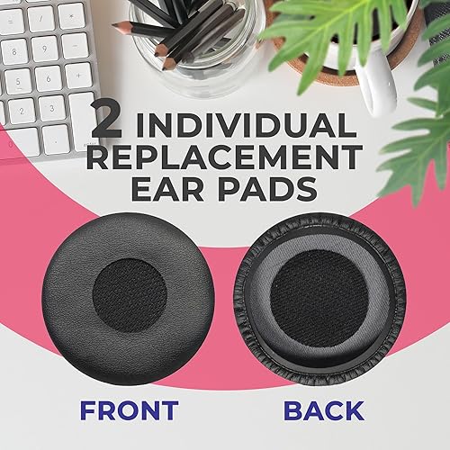 Miniatura 5 de Global Teck - Juego de 2 cojines de repuesto de cuero sintético para auriculares Jabra 75 Evolve y Jabra Evolve Plus UC