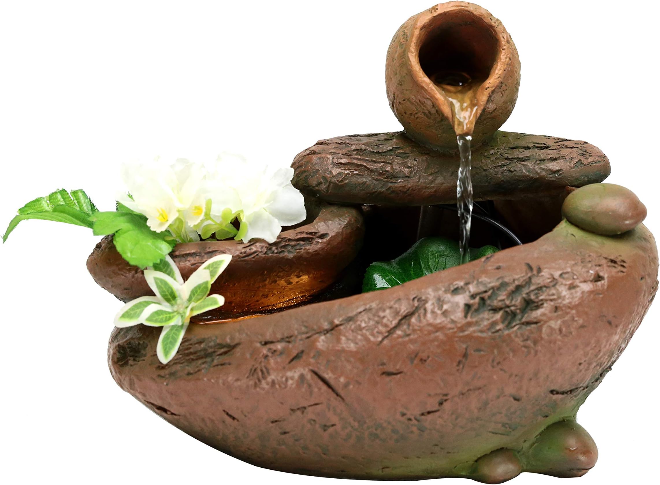Fern Creek Forest Pond Tabletop Water Fountain with LED Light, Outdoor Indoor Water Feature, 11 W x 8 D x 9 H inches