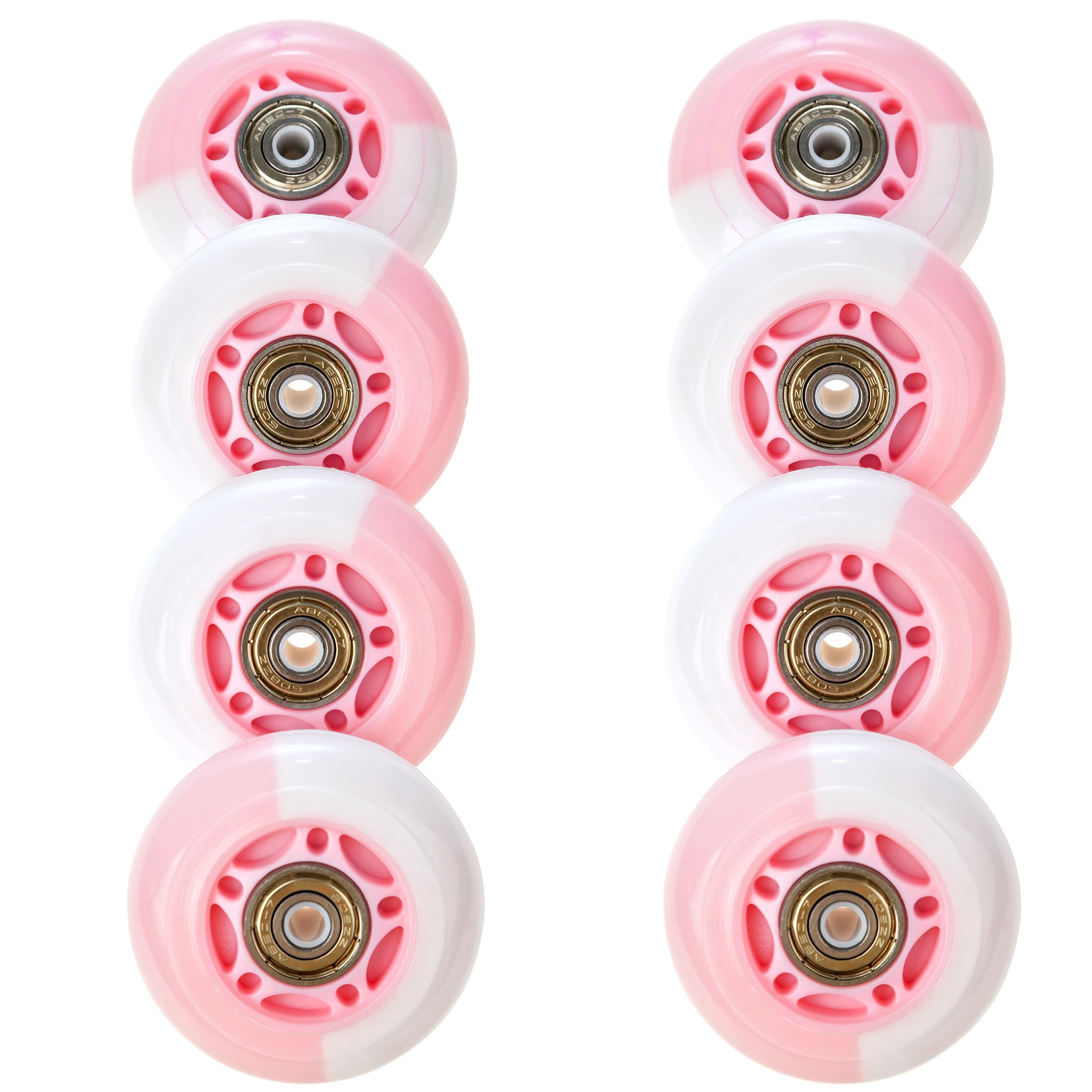RAVEN Rollen LED leuchtende Ersatzrollen für Inlineskates mit Kugellager 64mm oder 70mm Set - 8 Stück (Etta Pink, 64mm (Set - 8 Stück))