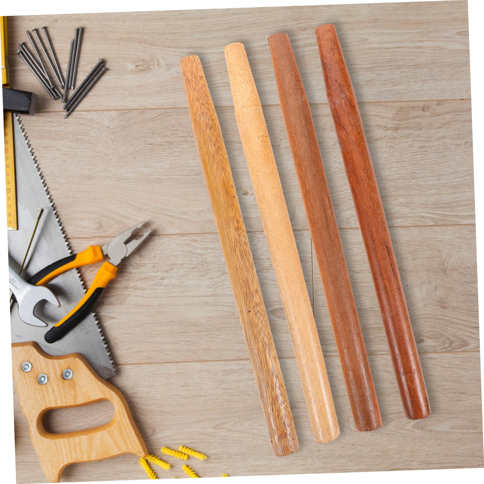 4 Stück Holzgriff aus Hartholz mit Ergonomischer Griffbefestigung Langer Griff für Gartengeräte und Landwirtschaftliche Werkzeuge für Verbesserten Komfort und Effizienz