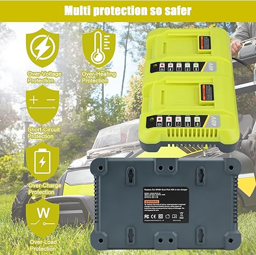Miniatura 7 de JYJZPB Cargador de batería de doble canal OP401 40V para batería Ryobi 40V OP4050A OP4026 OP40601 OP4040 OP4030 OP4015 OP40201 Batería de litio