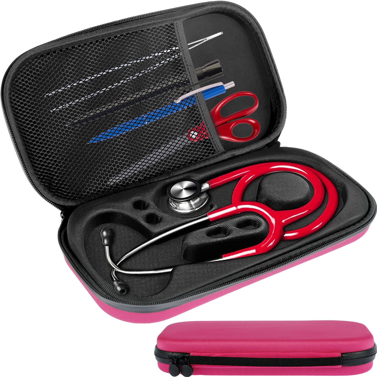 Guijzsltrg Pink Carrying Stethoscope Case, Shockproof Stethoscope Bag, Portable Travel Stethoscope Carrying Case Heavy-Duty Stethoscope Storage Bag For Nurse Accessories, Essentials For Nurses, Doctors(Pink)