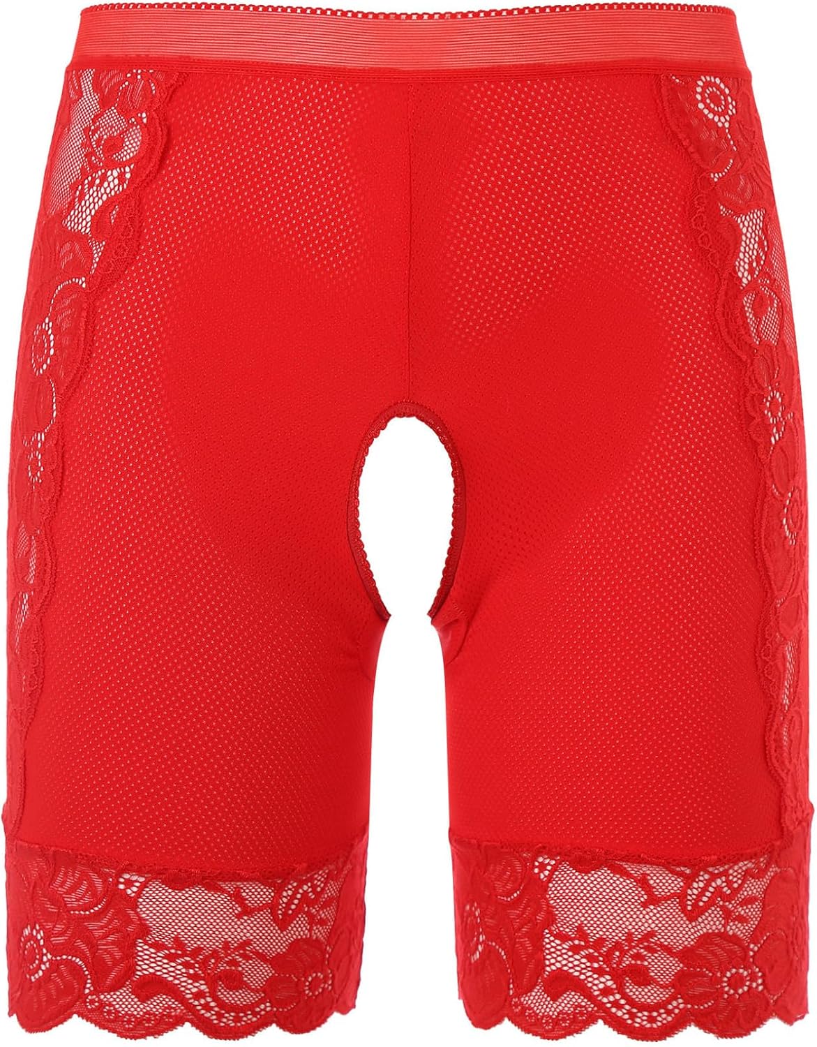 Men's Sissy Underwear Shorts Opening Crotch Boyshorts Crotchless Lace Trim Y2k Boxer Briefs
