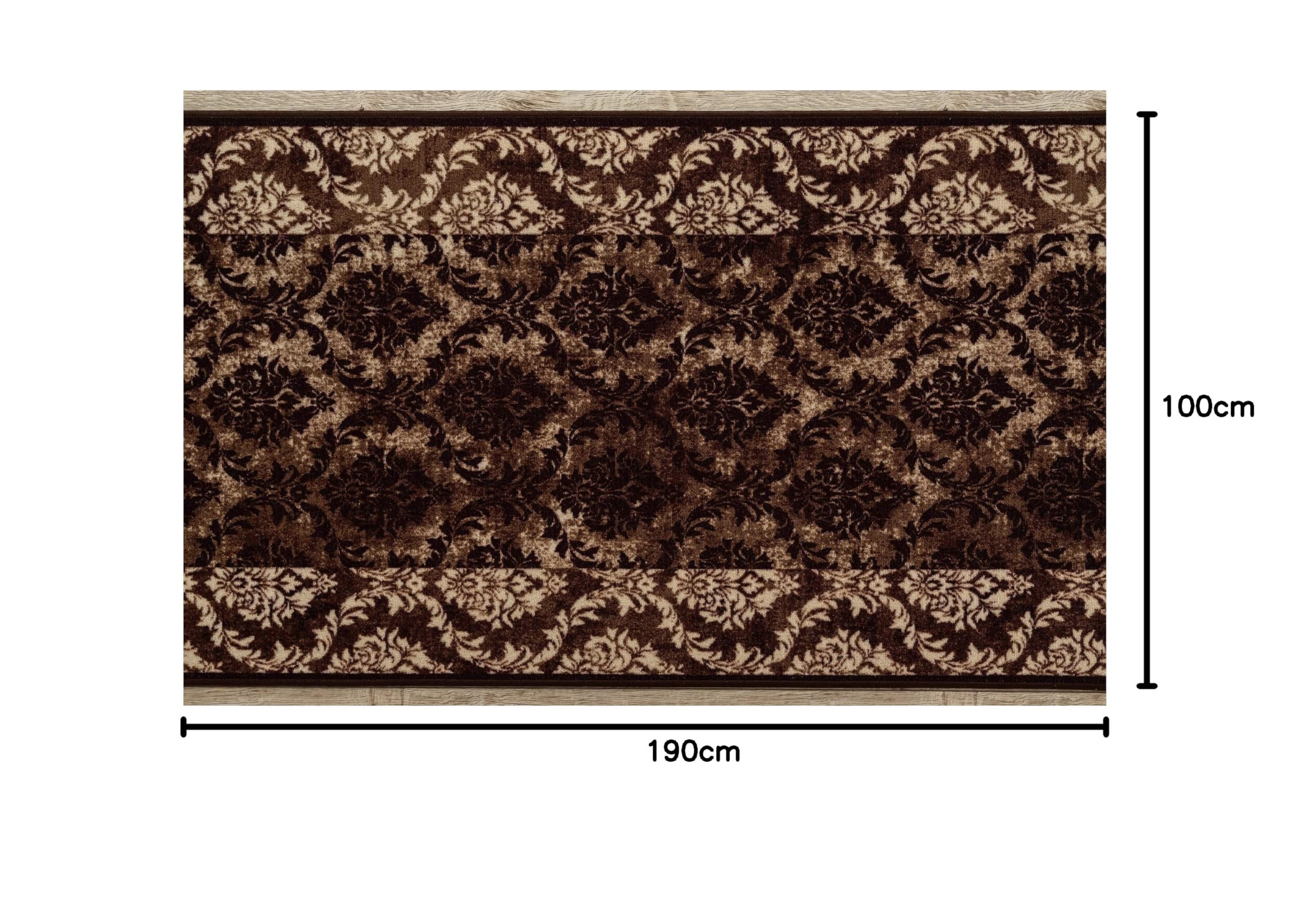 rugsx Tapis de Couloir Romance - Antidérapant, Moderne et Durable, idéal pour la Cuisine, Le Hall et Le Couloir, Marron 100x190 cm