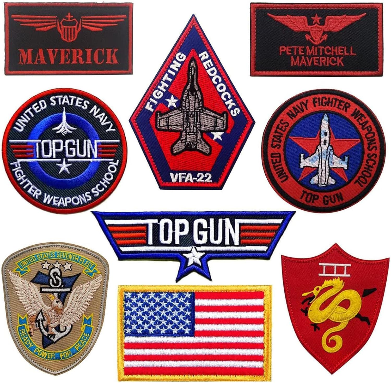 PASUKIT Iron On Top Guns Patches, Top Guns Stickers for