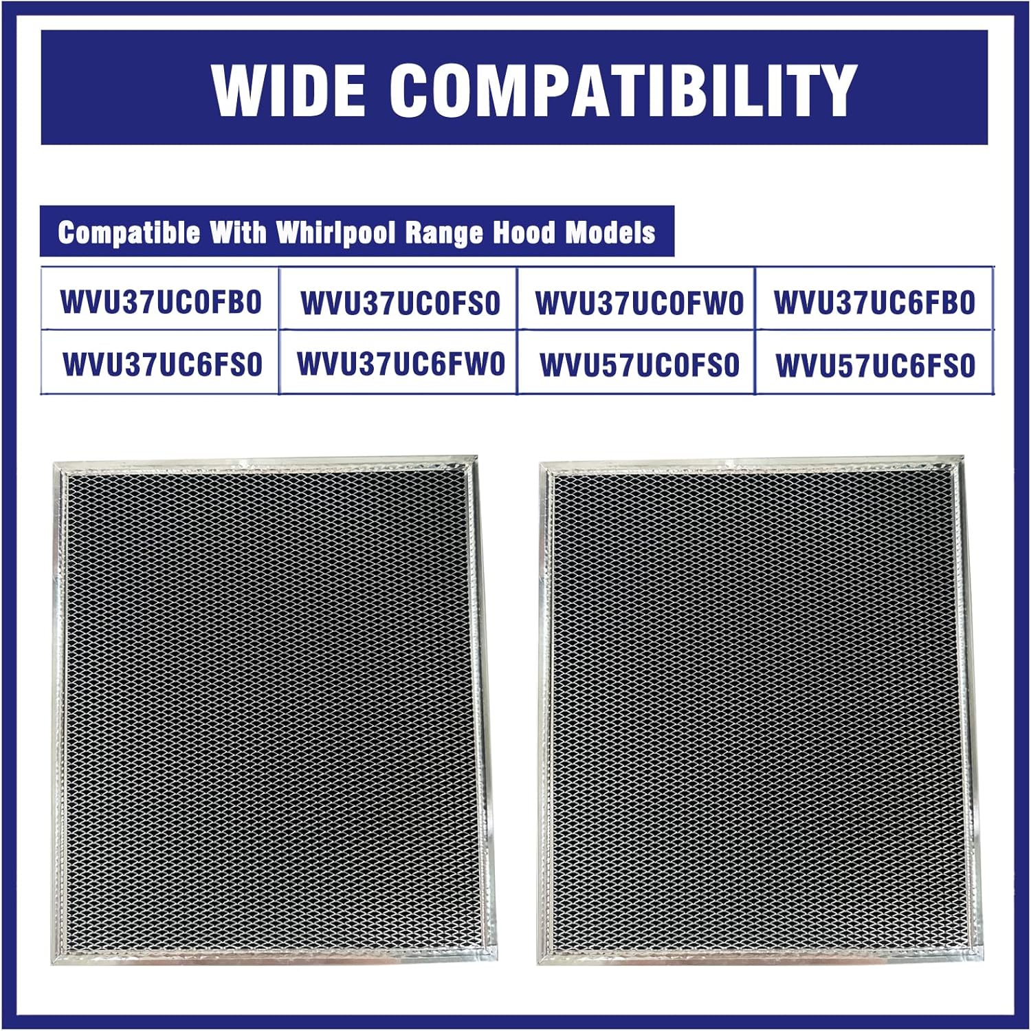2 Pcs W10905734 Range Hood Charcoal Filter Replacement Fit for Whirlpool, Replace AP6050126 4533728 PS12070219