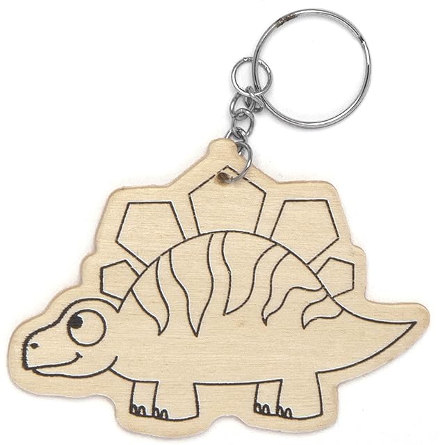 Foto 4 de 7 de Baker Ross Llaveros de Dinosaurio de Madera para Colorear AT671 (paquete de 10) para proyectos de arte…