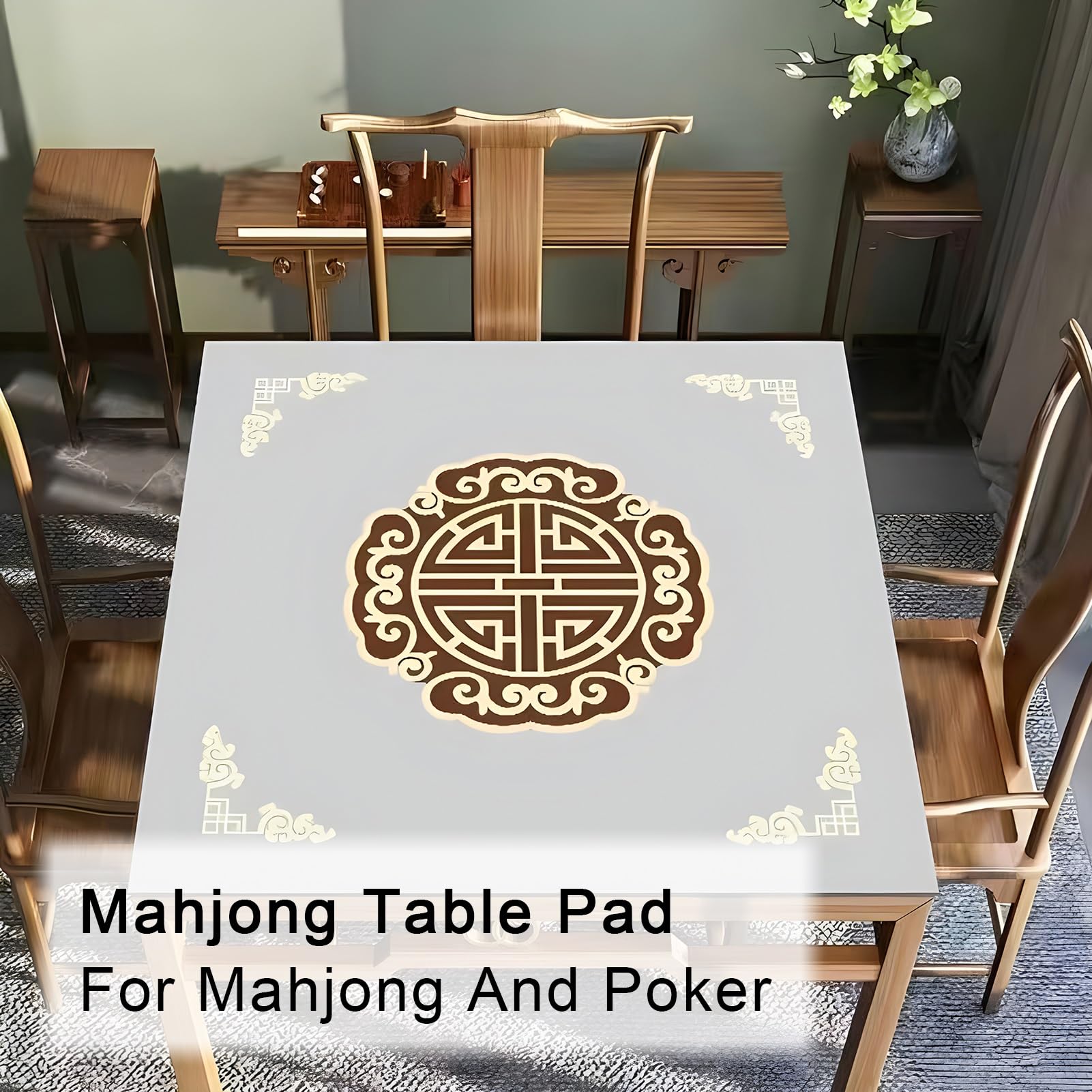 Tapis de Poker, Tapis épaissi, antidérapant et réduisant Le Bruit(Silver,90x90cm(35.43x35.43in))