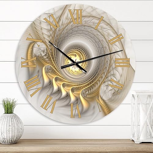 DesignQ Reloj de pared moderno 'Fractal brillante con curvas recursivas' Reloj de pared grande para decoración de cocina