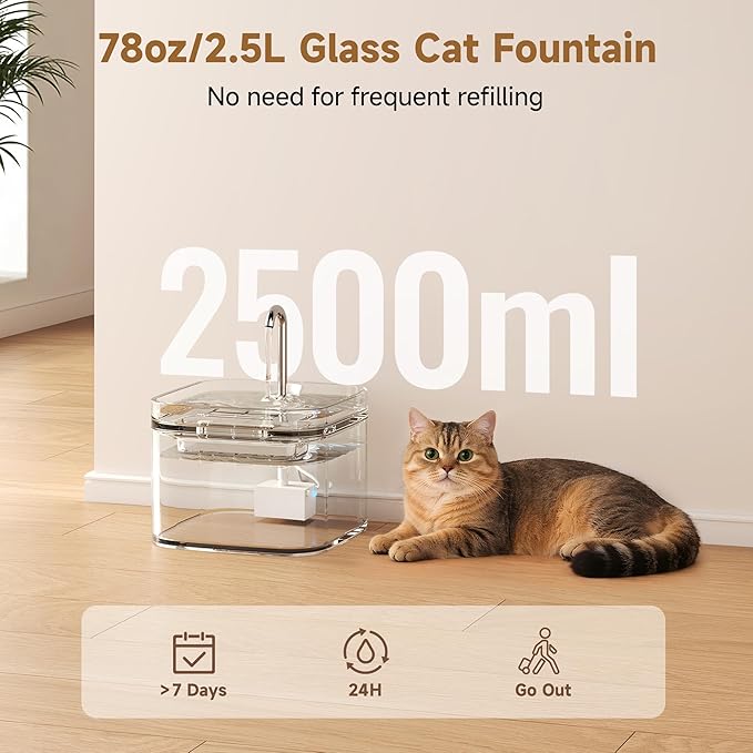 Fuente de Agua de Vidrio para Gatos PETTEN 2.5L miniatura 2