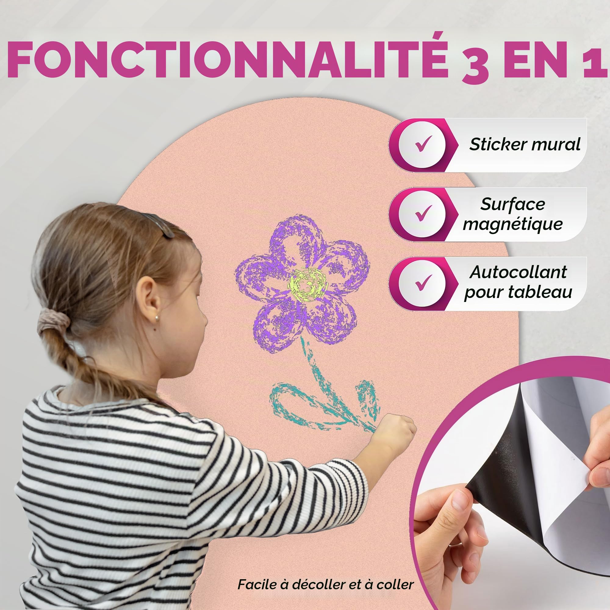 Autocollant Mural Magnétique Forme Arche 120 x 60 cm - Tableau Noir Adhésif Mat, Ardoise Murale pour Craie - Décoration Maison et Chambre Enfant (Camel Poudré)