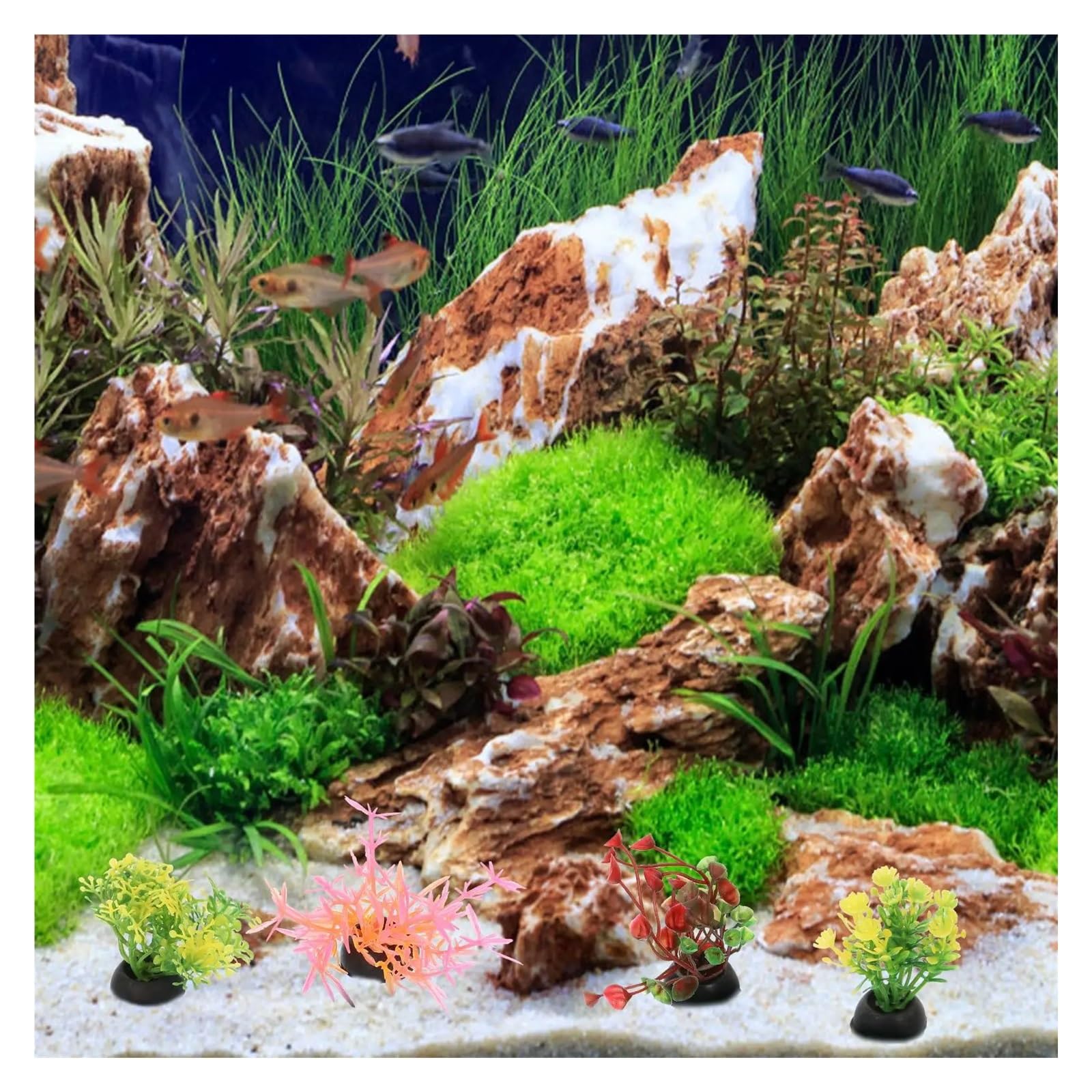 Plantas Artificiales para acuarios, Plantas Artificiales for Acuario Multicolor 20 Piezas 5x2,5cm