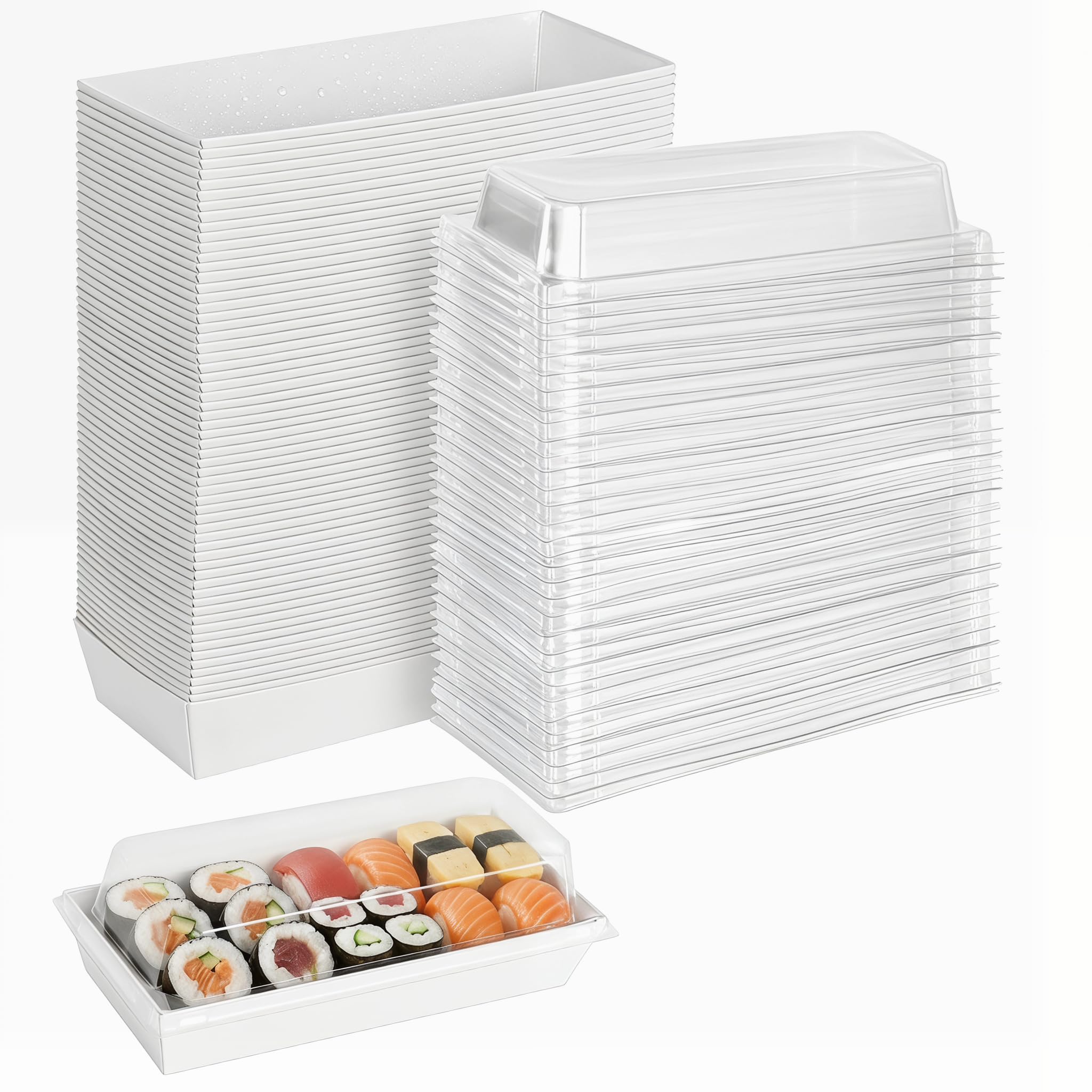 Paper Charcuterie Boxes with Clear Lids, 50 Pack Dessert Boxes(White)