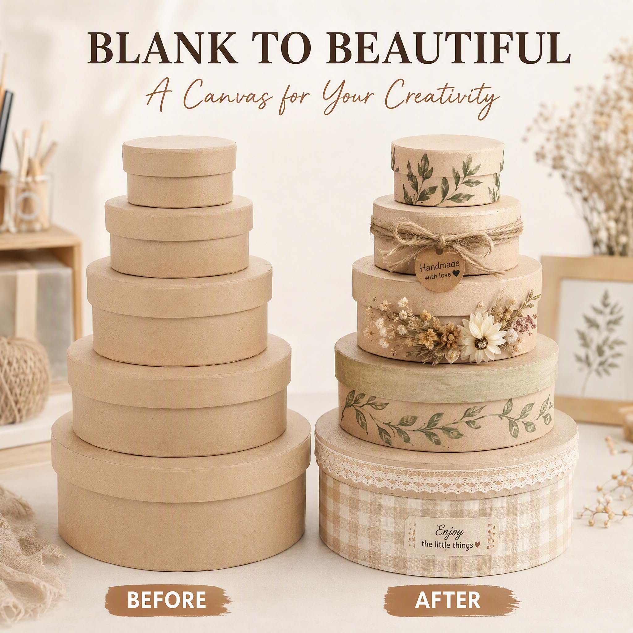 Amazon.com: TEHAUX 5pcs Round Paper Mache Box, Nesting Gift Boxes