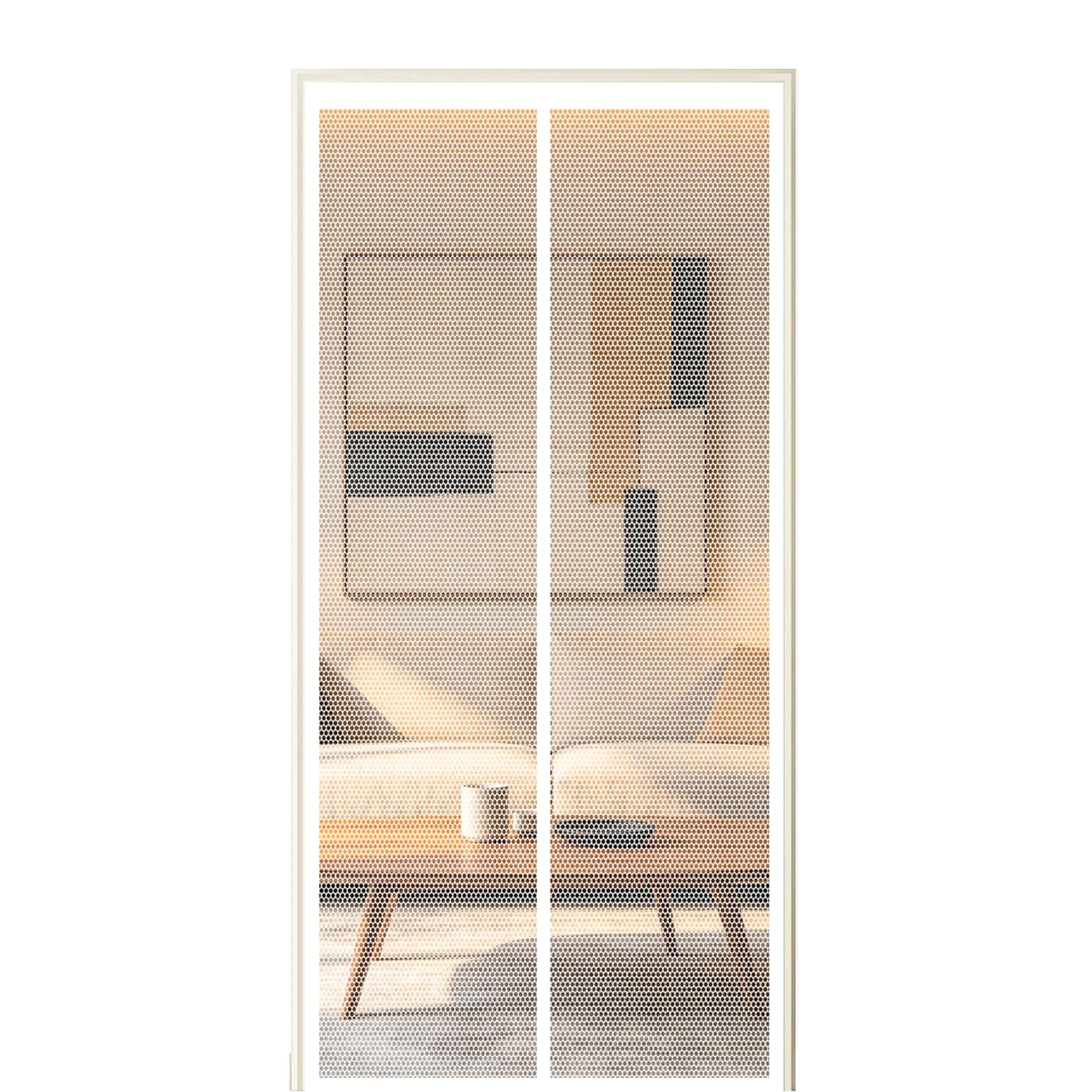 Screen Door 115 x 290 cm Self Sealing Powerful Magnets Screen Door Fly with Powerful Magnets & Full Frame Magic Tape Suitable for Patio Doors Balcony Bedroom, White