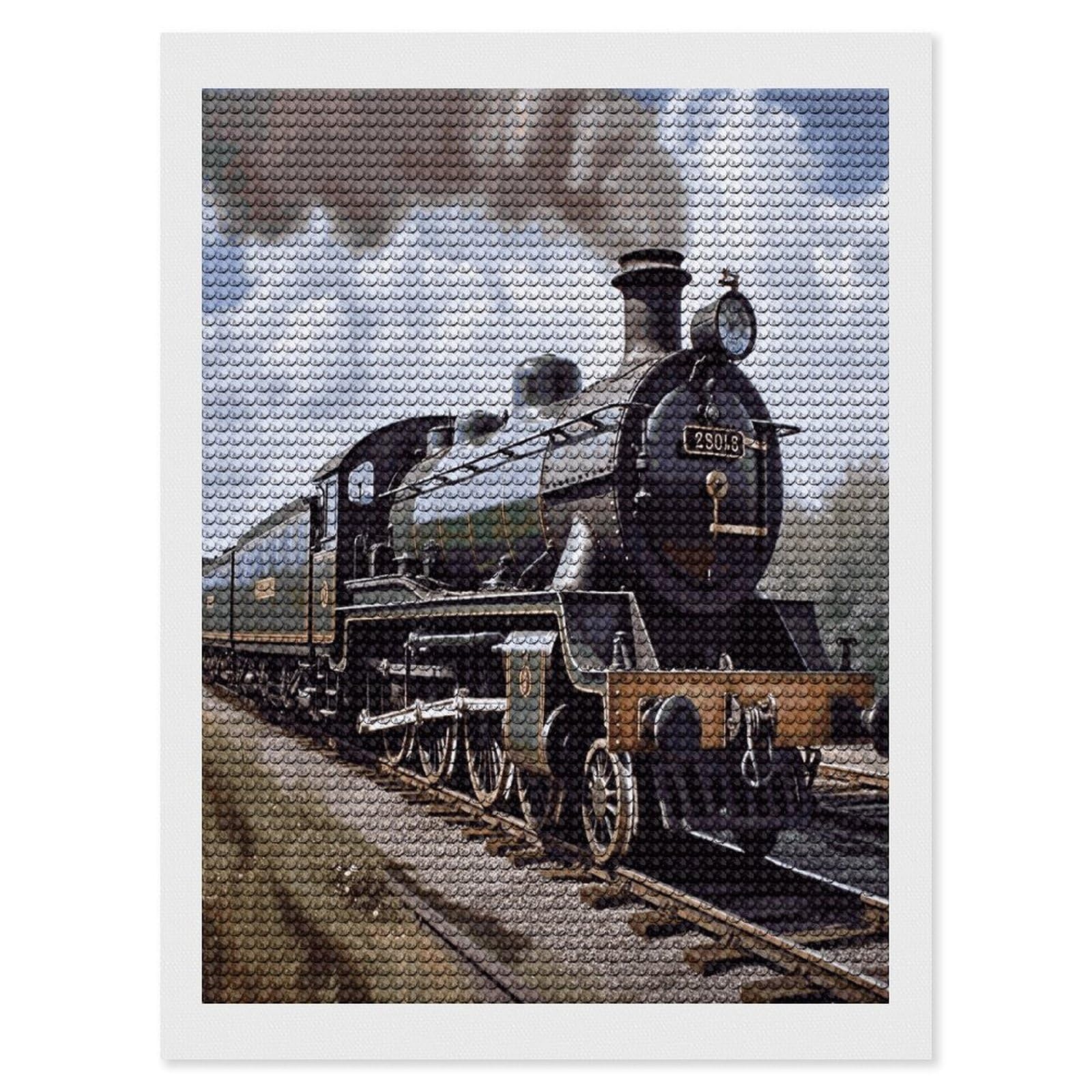JTREHY Steam Locomotive Train Diamond Art Kits Personalized DIY Round Diamond Painting Kits for Beginner Full Drill Diamonds Dots Paintings for Adults Gem Art Crafts Home Decor