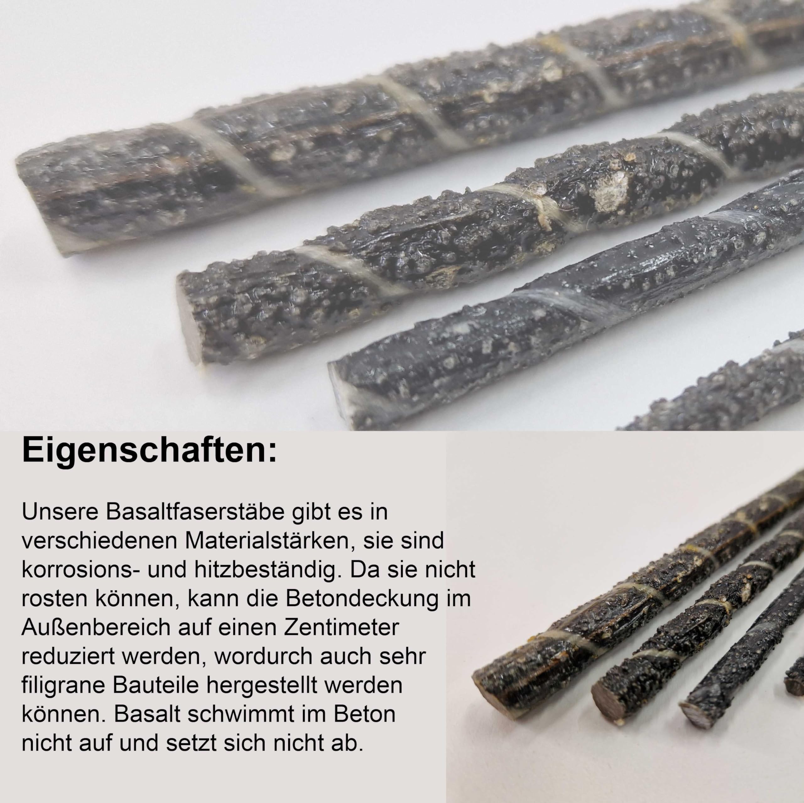 Bewehrungsstäbe aus Basaltfaser 6mm 10 Stück