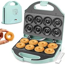 AshGlen 2 Mini Donut Maker Machine, 8 Donut Holes Ceramic Coating Donut Pan for Baking Doughnuts, Doughnut Maker for Mini Donuts, Maquina De Mini Donas, Aqua