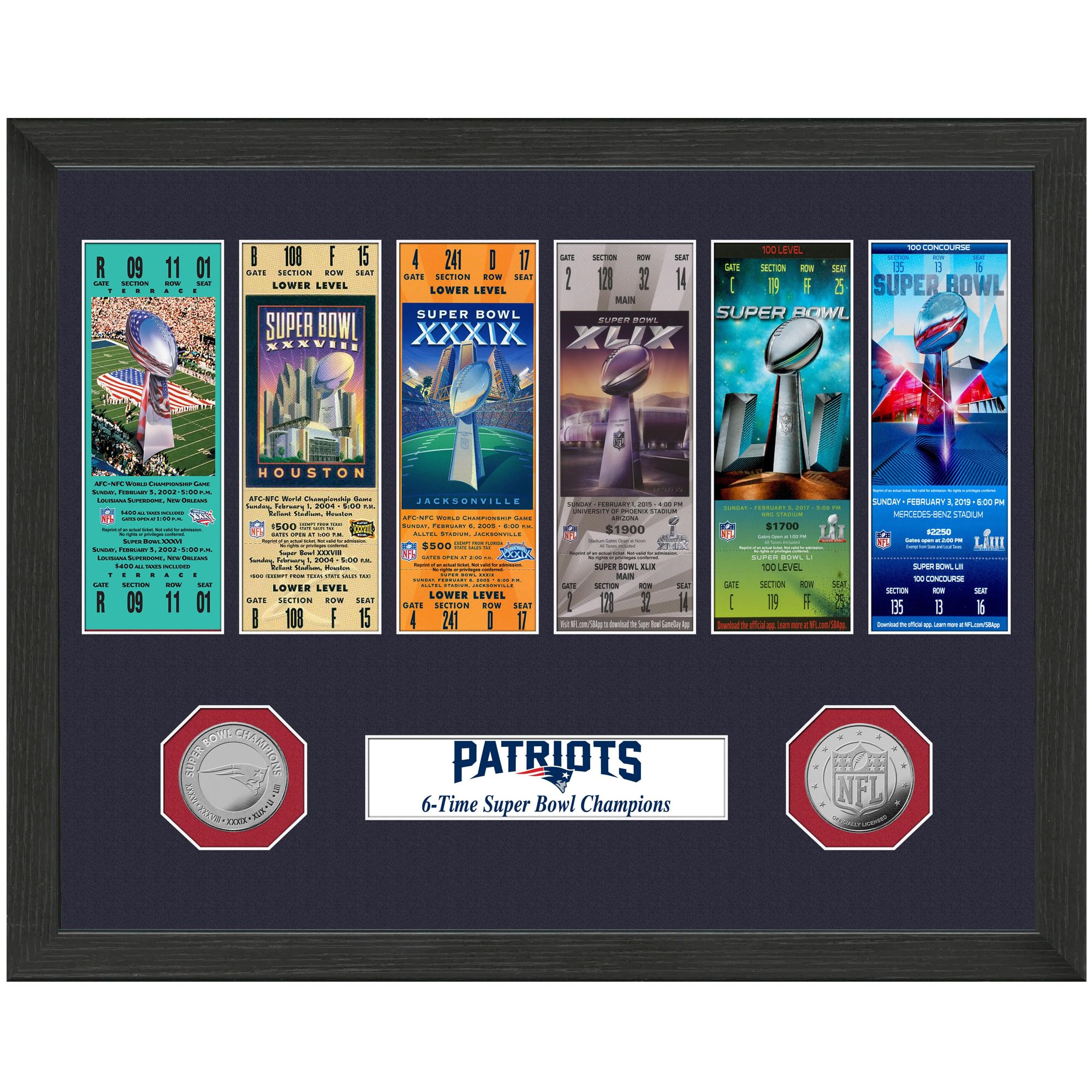 Highland Mint New England Patriots Super Bowl Tickets Silver Coins Bild