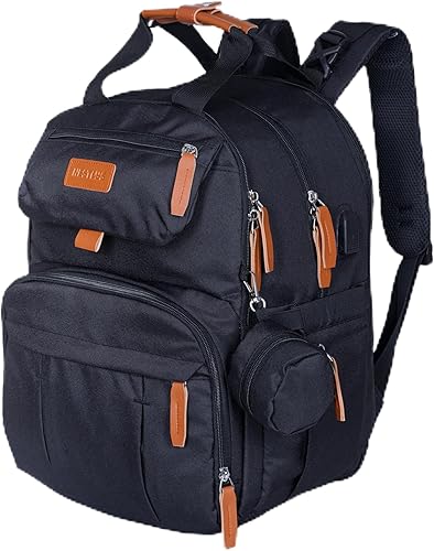Miniatura 5 de Mochila de pañales expandible para bebé niño y niña, bolsa de pañales de viaje de gran capacidad de 26-32L, Beige, Grande, Moderno Beige,Negro,Gris