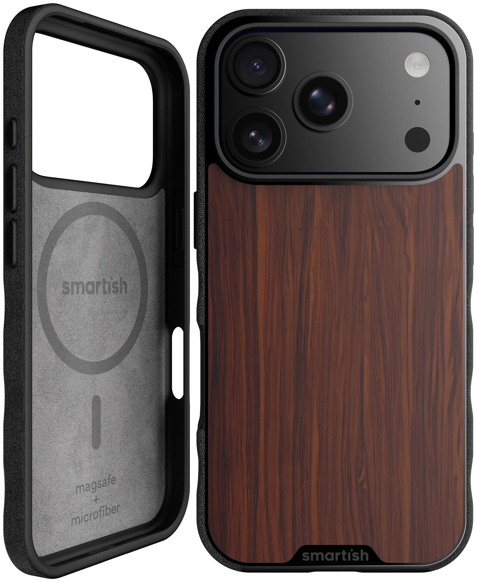 Smartish iPhone 18 Pro/17 Pro MagSafe Case, Gripmunk, Slim Grip, Woodgrain | Thin, Grippy & Protective, Magnetic with Microfiber-Lined Interior, Drop-Tested from 6 Feet, Raised Edges for Screen & Camera