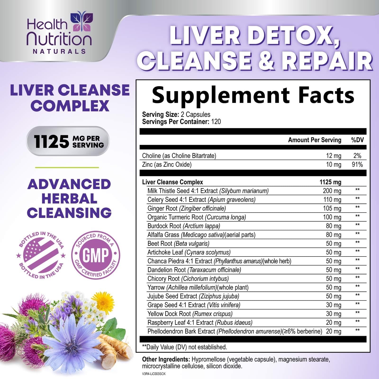 Liver Cleanse Detox & Repair Supplement - 1100mg Herbal Liver Complex - Milk Thistle with Silymarin, Dandelion, Artichoke Extract, Turmeric & Beetroot - Natural & Gentle Liver Support - 240 Capsules — Amazon image 2