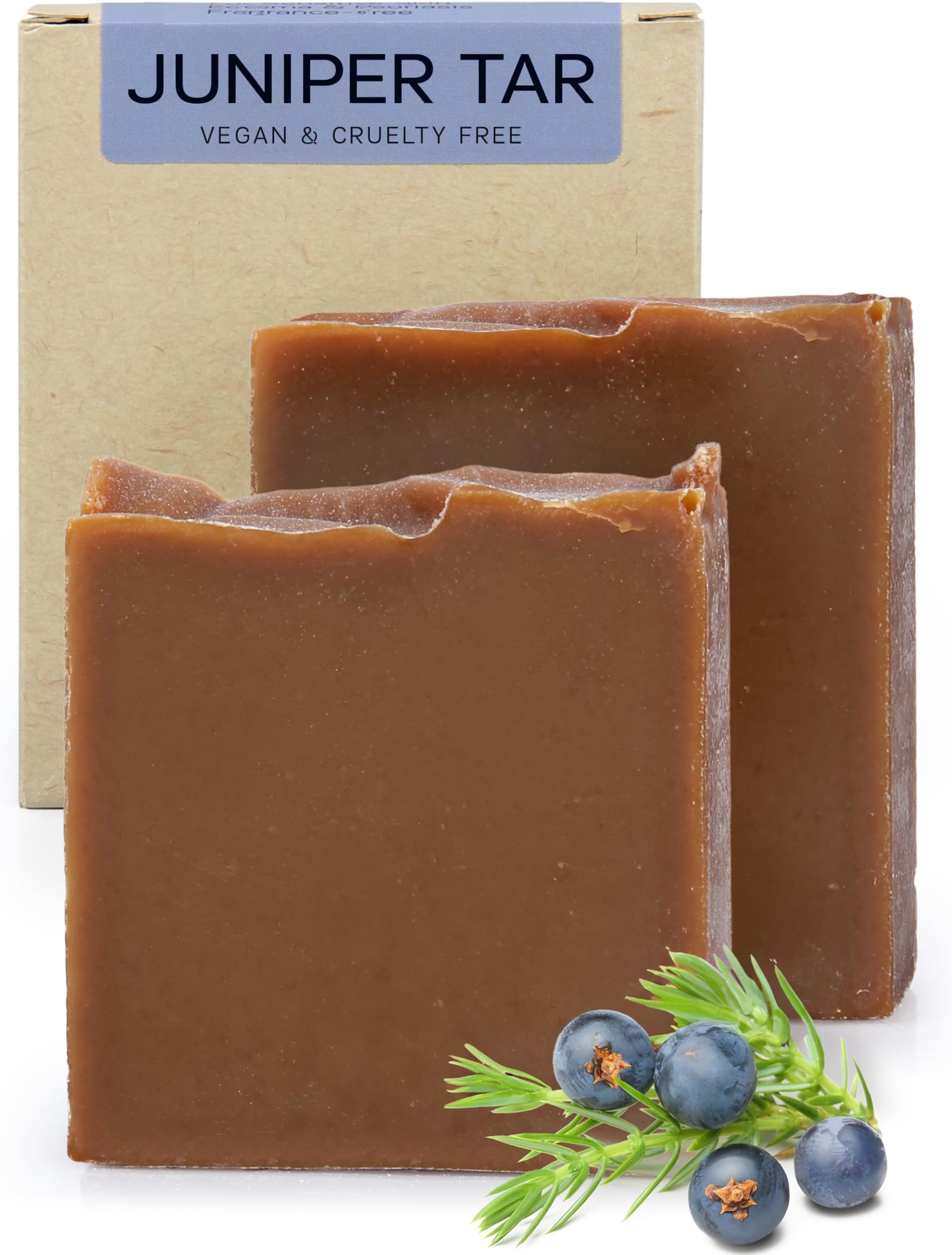 AUTHENTIC BATH & SOAP - Juniper & Pine Tar Soap Bar (2-Pack) | Handmade with Organic Pine, Coconut & Olive Oils | Vegan, Sulfate-Free, for Sensitive & Eczema-Prone Skin, 4.2 oz Each