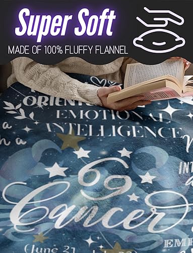 Miniatura 4 de Regalos de Constelación del Zodiaco para Mujeres, Regalo de Cumpleaños del Signo Zodiacal con Manta de Franela con Mensaje (50" x 65") - Cáncer