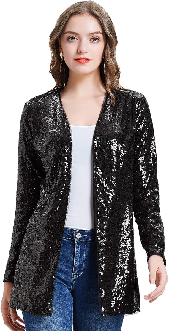 silver sequin cardigan jacket