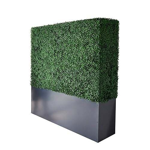 Upgraded Artificial Boxwood Hedge Wall with Gray Color Planter,Room Divider