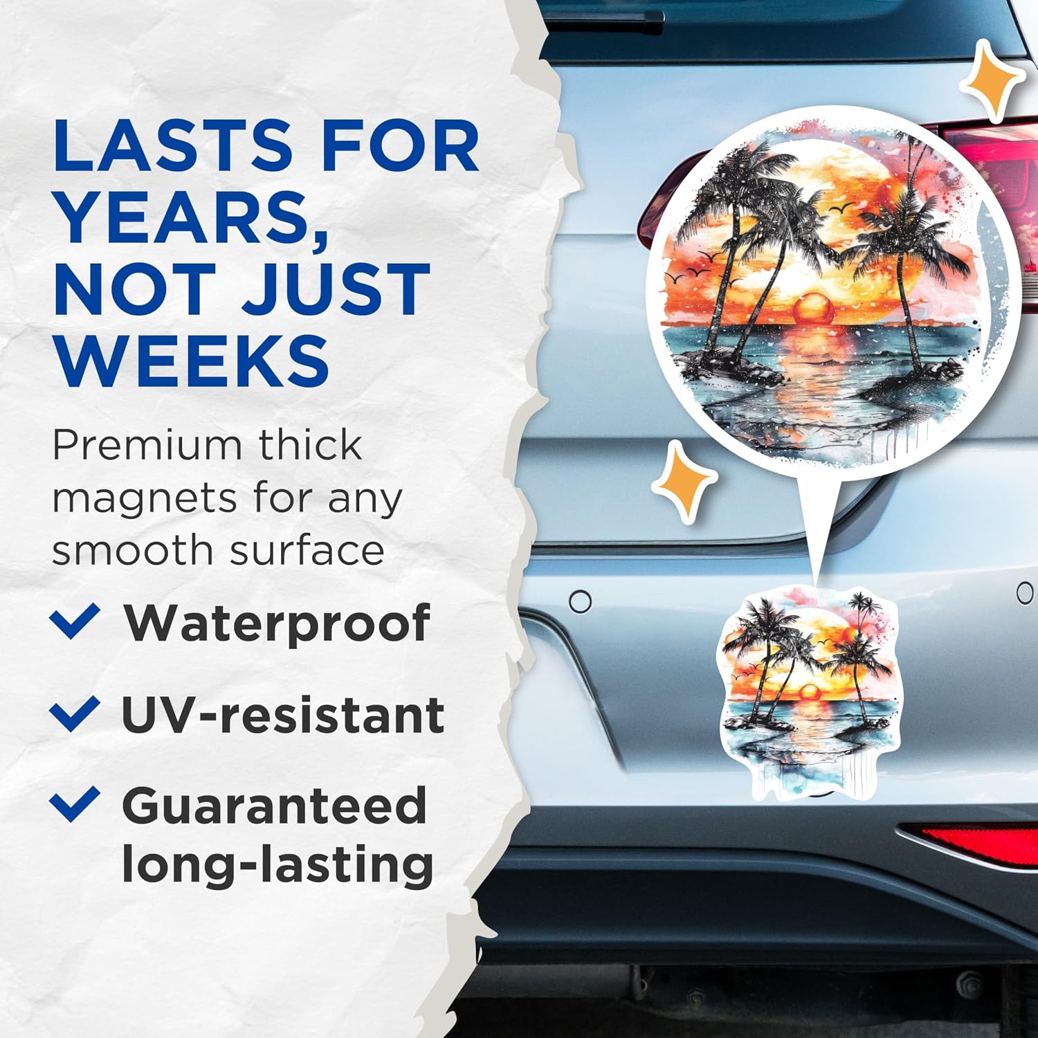 (2 Pack) Ocean Sunset with Palm Trees Magnet- Beautiful Ocean Nature Sunset - 5 Inches On Longest Side - Premium Magnet - for Cars, Refrigerators, Toolboxes - Made in USA - MAG1733 image 4