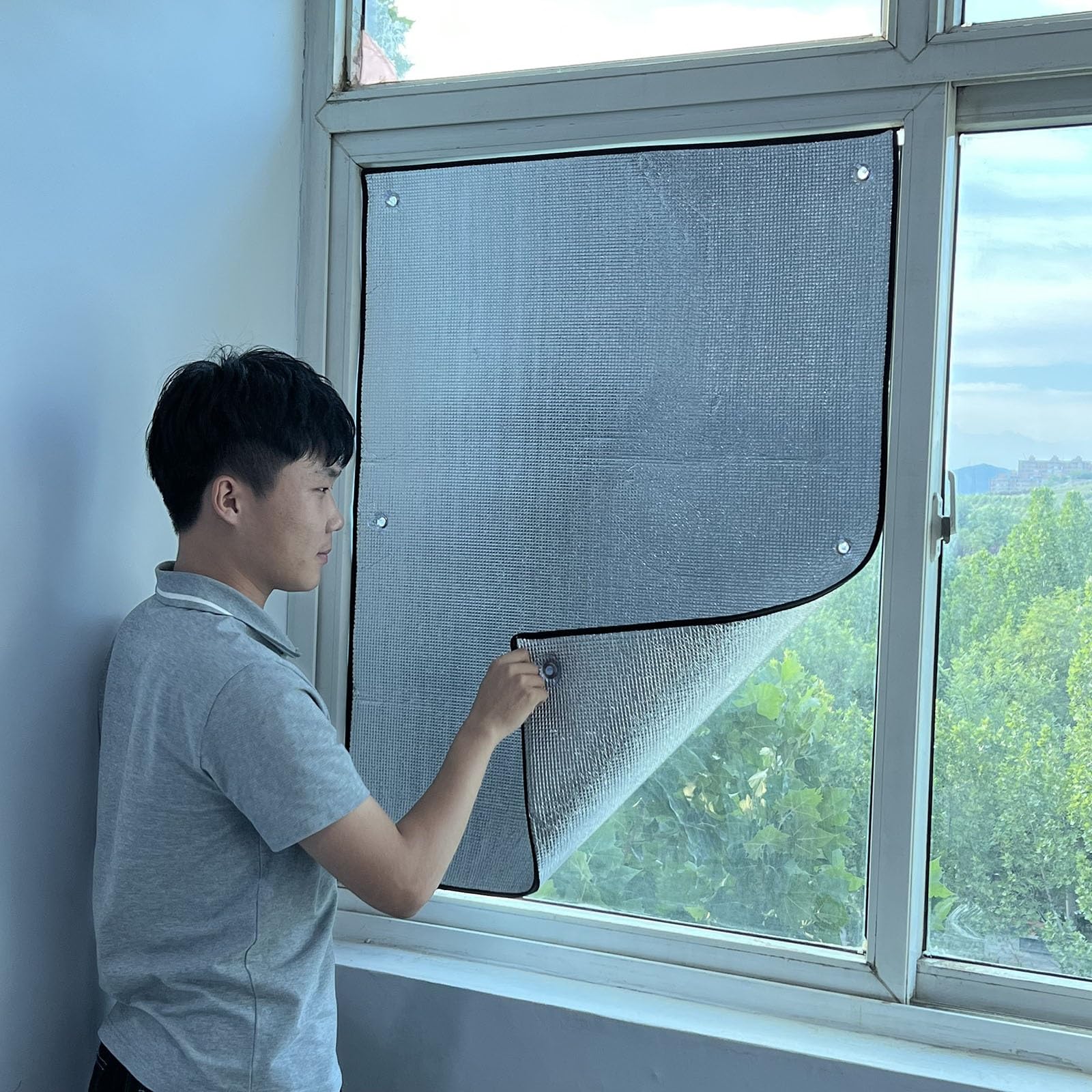 Lghswdq One Color Anti-Glare Film For Windows, Thermal Insulation Aluminum Foil With Suction Cups, Heat Reflector Sunroom Tint Film, Removable Privacy Shield For Office, Caravan, Rental Apartment(80X200cm)