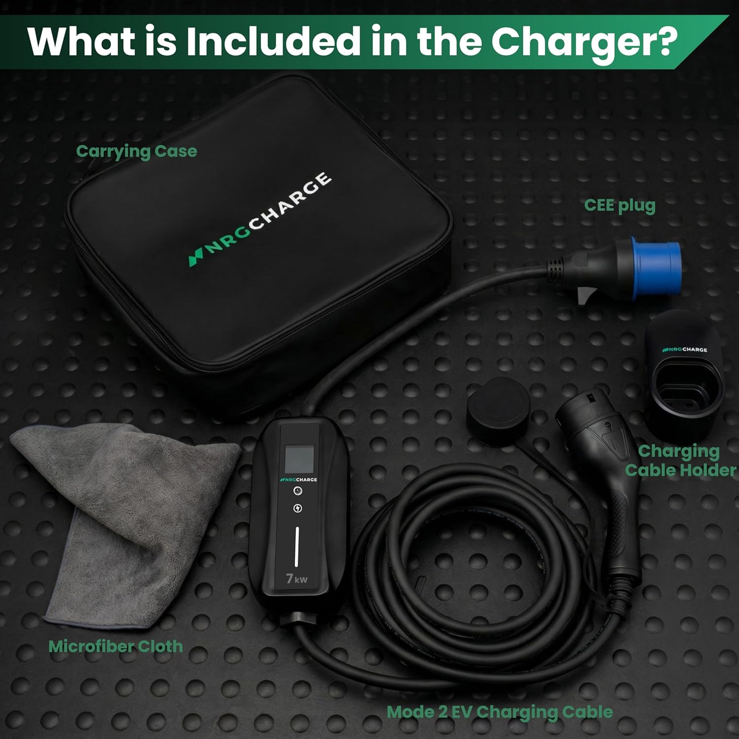 EV Charger CEE 32A Plug | Portable EV Charger Type 2, 3-7kW | Single Phase, Cabel, 6-32A | Electric Car Charger | Home Car Charger | Fast Charging, Compact, Travel-Friendly (7kW, 8 Meter)