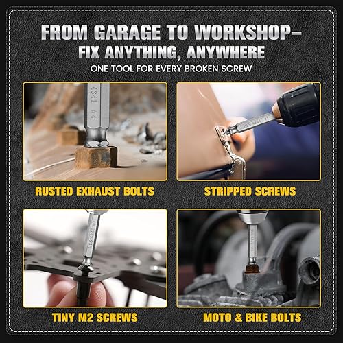 Miniatura 5 de Juego de 6 extractores de tornillos dañados, #0 - #4, brocas para mano izquierda fácil de sacar y extractores de flauta en espiral para pernos