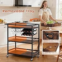 Vista 4 de Leteuke Carrito de Bar para el Hogar, Carro de Servicio con Ruedas de 3 Niveles en Negro, Carro de Bebidas, Soporte de Licores con Bandeja