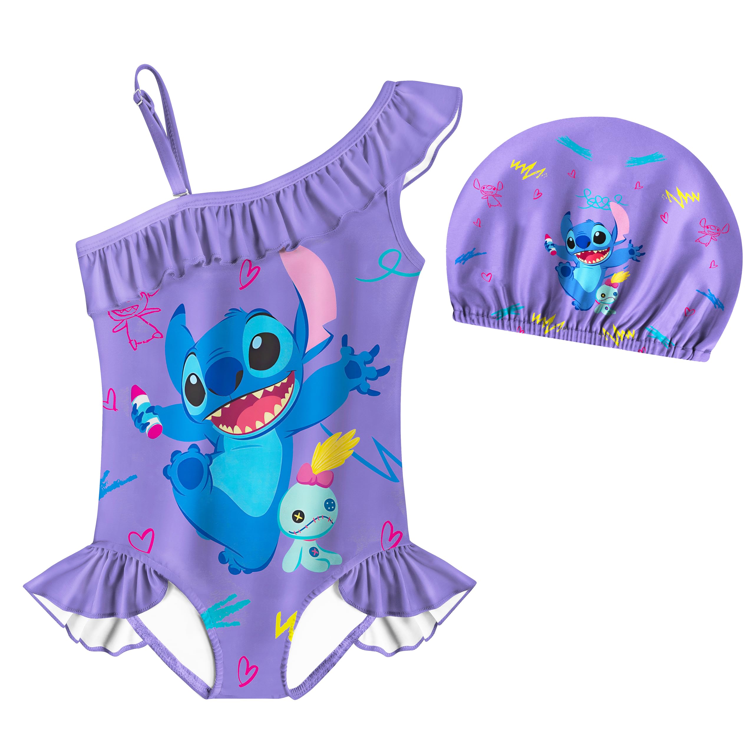 Aepotumn Traje de baño de una pieza para niñas, traje de baño de princesa, traje de baño con volantes para niños de 7 a 12 años