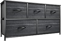 Vista 41 de YITAHOME Cómoda de tela de 4 cajones, cómoda y cómoda para dormitorio, sala de estar, pasillo, armarios, marco de acero resistente, parte superior