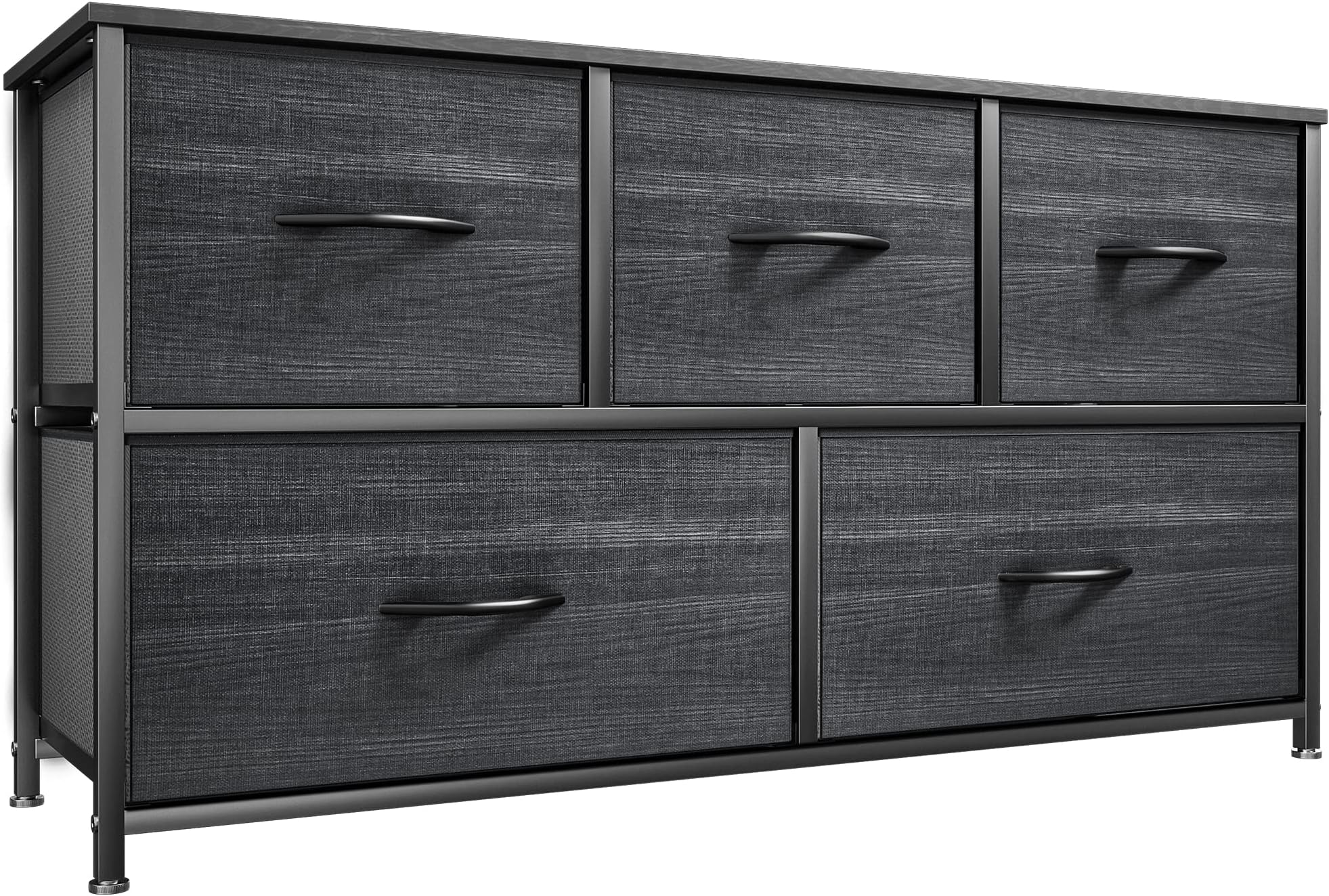 YITAHOME Dresser with 5 Drawers - Fabric Storage Tower, Organizer Unit for Bedroom, Living Room, Closets - Sturdy Steel Frame, Wooden Top