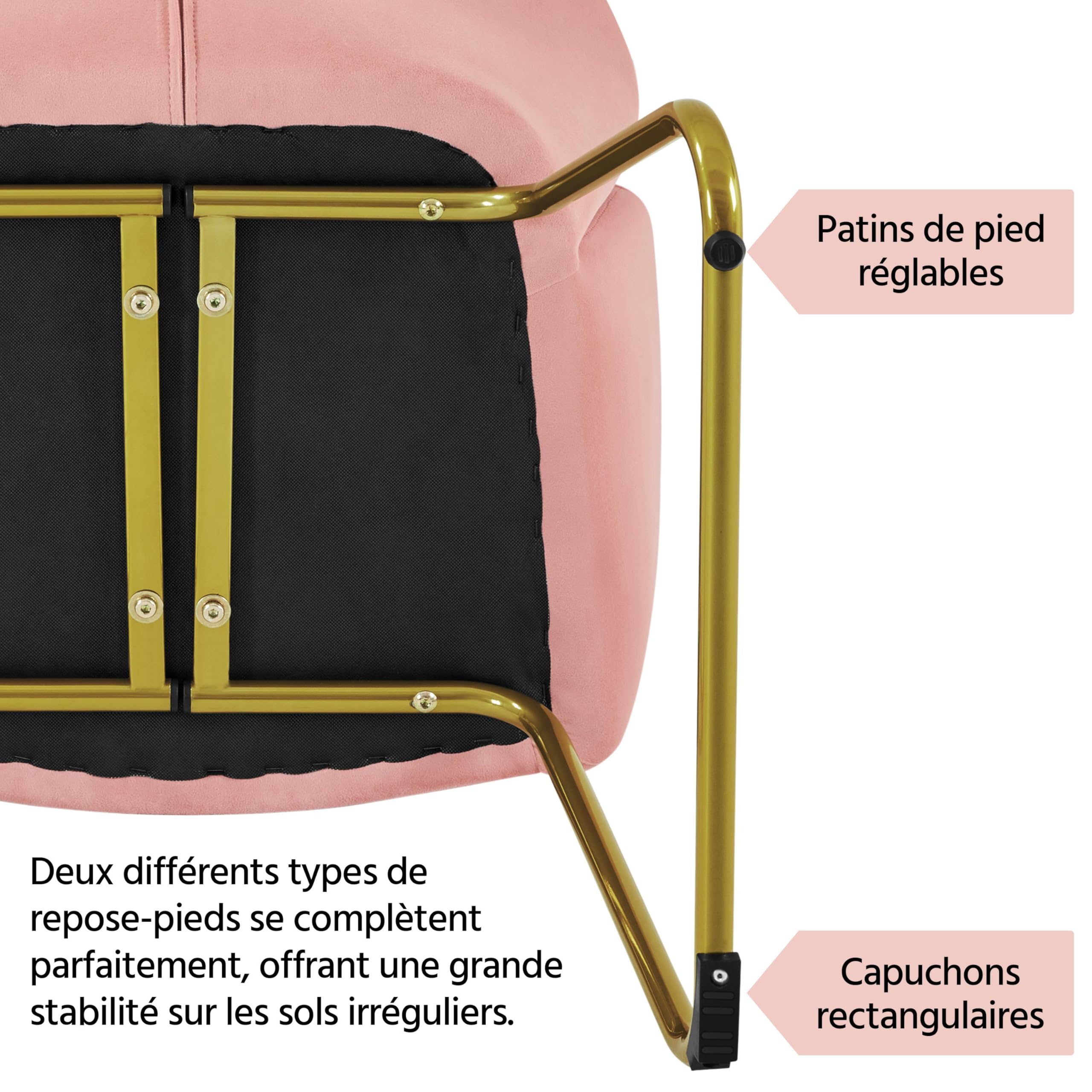 Abician Chaise de Salle à Manger en Velours Chaise Cuisine Fauteuil de Salon avec Pieds en Métal Doré Fauteuil d’appoint avec Accoudoirs pour Salle à Manger Salon Chambre Cuisine Bureau Rose