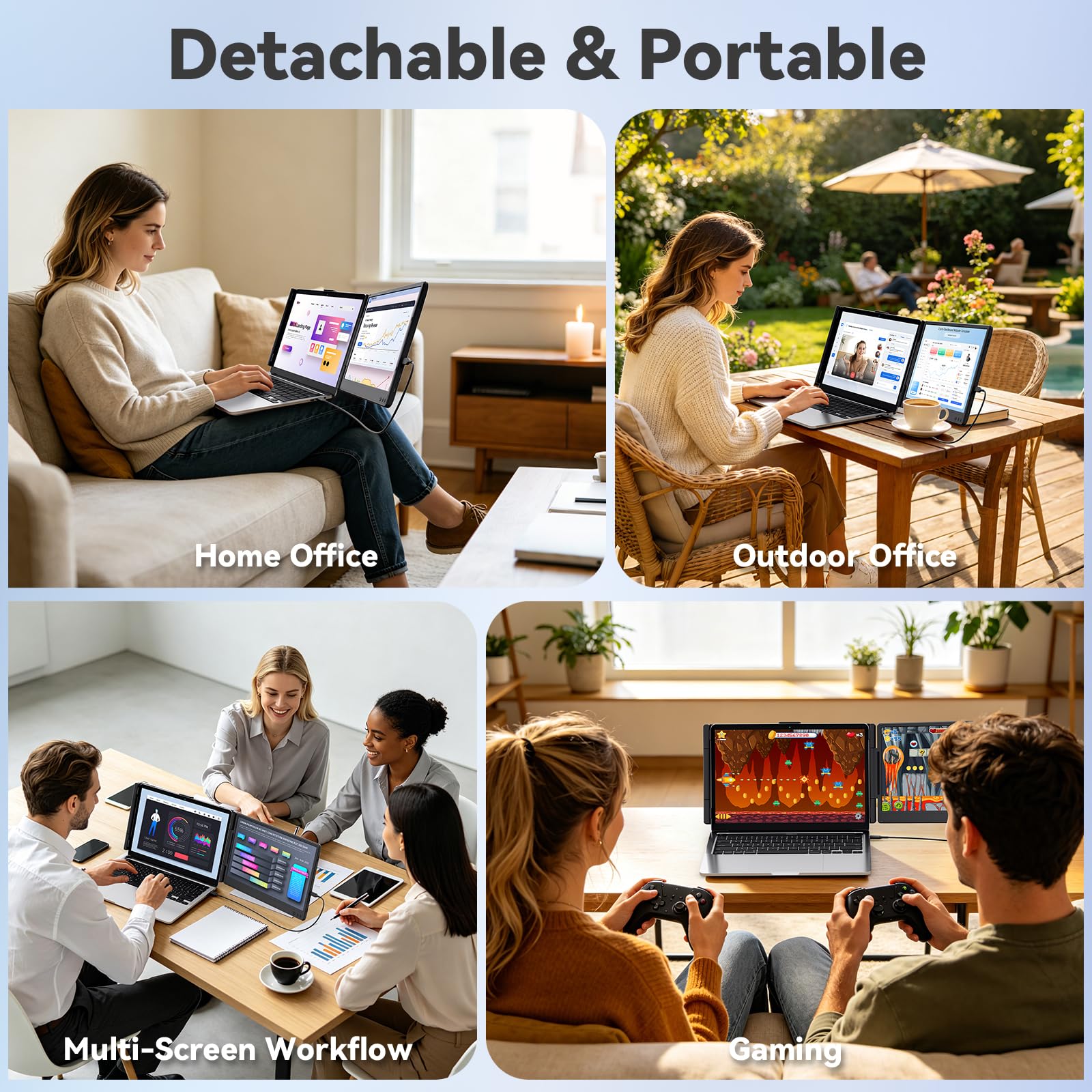 KEFEYA 14” Laptop Bildschirm Erweiterung FHD 1080P IPS Dual Screen Extender Laptop Monitor Erweiterung für Laptop 13"-17,3" mit USB-C/HDMI Plug & Play für Windows/Mac/Android/Switch /PS5